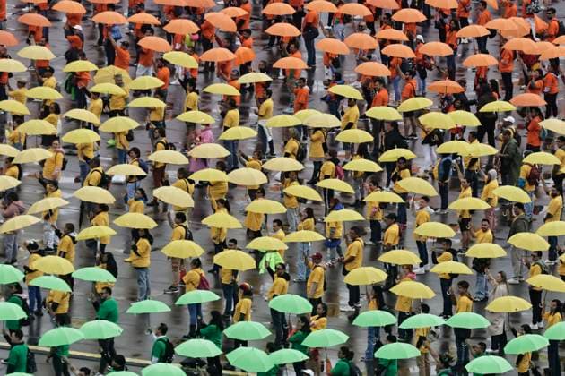 June 22, 2025, Mexico, Cdmx, Mexico: Hundreds of people gathered in Mexico City s Plaza de la ConstitucioÂ³n to break the record for the world s largest LGBTTTIQA+ flag. For this event, they used umbrellas in the same colors as the gay community flag. Mexico Mexico - ZUMAp204 20250622_zip_p204_001 Copyright: xJosuexPerezx