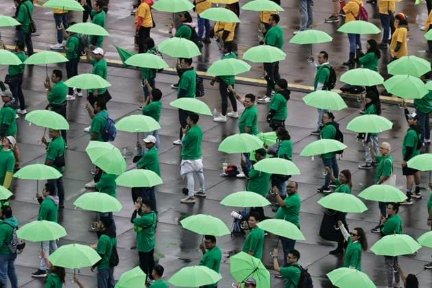 June 22, 2025, Mexico, Cdmx, Mexico: Hundreds of people gathered in Mexico City s Plaza de la ConstitucioÂ³n to break the record for the world s largest LGBTTTIQA+ flag. For this event, they used umbrellas in the same colors as the gay community flag. Mexico Mexico - ZUMAp204 20250622_zip_p204_002 Copyright: xJosuexPerezx