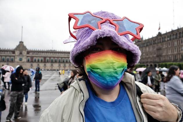 June 22, 2025, Mexico, Cdmx, Mexico: Hundreds of people gathered in Mexico City s Plaza de la ConstitucioÂ³n to break the record for the world s largest LGBTTTIQA+ flag. For this event, they used umbrellas in the same colors as the gay community flag. Mexico Mexico - ZUMAp204 20250622_zip_p204_009 Copyright: xJosuexPerezx