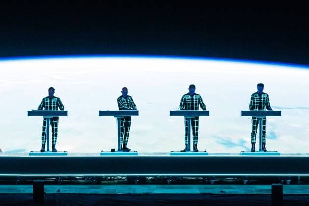 Kraftwerk perform in Milton Keynes, UK Milton Keynes, UK, Forever Now Festival 2025. Headliners - Kraftwerk perform at the first ever Forever Now Festival at The National Bowl, Milton Keynes, England. Band members from left to right Ralf Hütter Henning Schmitz Falk Grieffenhagen Georg Bongartz, Credit:Avalon United Kingdom, Milton Keynes, The National Bowl  Copyright: xAvalonx 1014145622