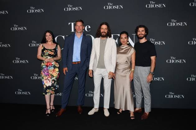 Rome, Cinema Adriano Premiere of the Series The Chosen The Last Supper , In the photo: Elizabeth Tabish Dallas Jenkins Jonathan Roumie Vanessa Bonavente George Harrison Xanthis  Copyright: xVincenzoxLandix xipa-agency.netx xVincenzoxLandix IPA_Agency_IPA59399297