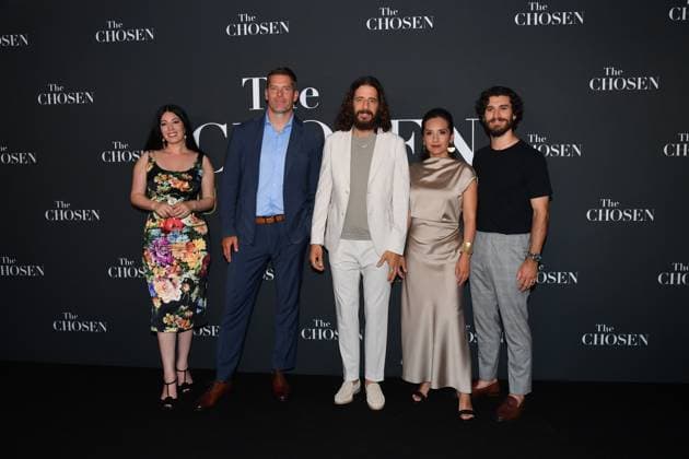 Rome, Cinema Adriano Premiere of the Series The Chosen The Last Supper , In the photo: Elizabeth Tabish Dallas Jenkins Jonathan Roumie Vanessa Bonavente George Harrison Xanthis  Copyright: xVincenzoxLandix xipa-agency.netx xVincenzoxLandix IPA_Agency_IPA59399301
