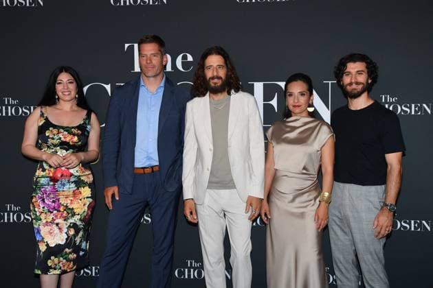 Rome, Cinema Adriano Premiere of the Series The Chosen The Last Supper , In the photo: Elizabeth Tabish Dallas Jenkins Jonathan Roumie Vanessa Bonavente George Harrison Xanthis  Copyright: xVincenzoxLandix xipa-agency.netx xVincenzoxLandix IPA_Agency_IPA59399309