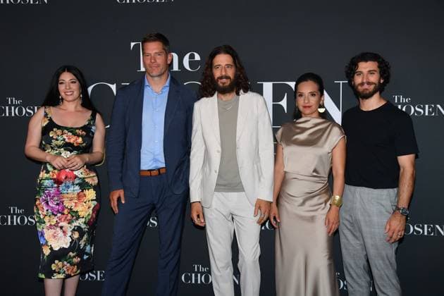 Rome, Cinema Adriano Premiere of the Series The Chosen The Last Supper , In the photo: Elizabeth Tabish Dallas Jenkins Jonathan Roumie Vanessa Bonavente George Harrison Xanthis  Copyright: xVincenzoxLandix xipa-agency.netx xVincenzoxLandix IPA_Agency_IPA59399313