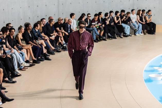 PFW - Men s Spring 2026 - Runway NB Model on the runway at the Saint Laurent show as part of Paris Men s Fashion Week on June 24, 2025 in Paris, France. Photo by Nasser Berzane ABACAPRESS.COM Paris France  Copyright: xBerzanexNasser ABACAx