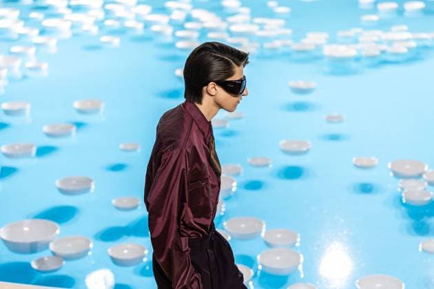 PFW - Men s Spring 2026 - Runway NB Model on the runway at the Saint Laurent show as part of Paris Men s Fashion Week on June 24, 2025 in Paris, France. Photo by Nasser Berzane ABACAPRESS.COM Paris France  Copyright: xBerzanexNasser ABACAx