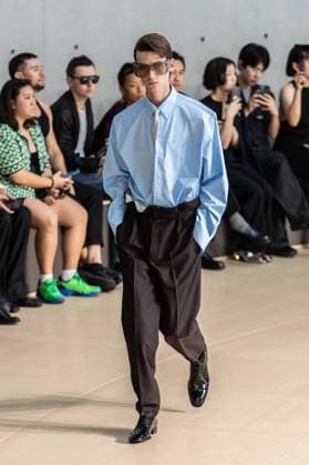 PFW - Men s Spring 2026 - Runway NB Model on the runway at the Saint Laurent show as part of Paris Men s Fashion Week on June 24, 2025 in Paris, France. Photo by Nasser Berzane ABACAPRESS.COM Paris France  Copyright: xBerzanexNasser ABACAx