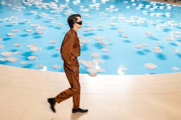 PFW - Men s Spring 2026 - Runway NB Model on the runway at the Saint Laurent show as part of Paris Men s Fashion Week on June 24, 2025 in Paris, France. Photo by Nasser Berzane ABACAPRESS.COM Paris France  Copyright: xBerzanexNasser ABACAx