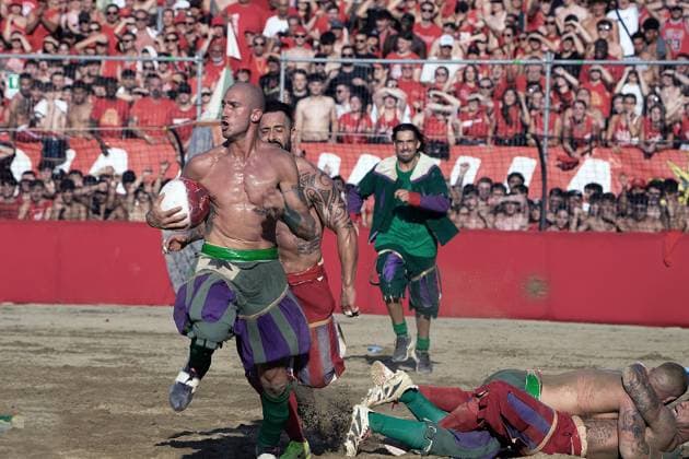 Italien, Historischer Fußball, Calcio storico in Florenz Florence, Stoprico Fiorentino Rossi - Verdi football final, wins the Tournament I Rossi di Santa Maria Novella 06 24 2025 Florence, Italy  Copyright: xGiannixPasquinix xipa-agency.netx xGiannixPasquini IPAx IPA_Agency_IPA59428838