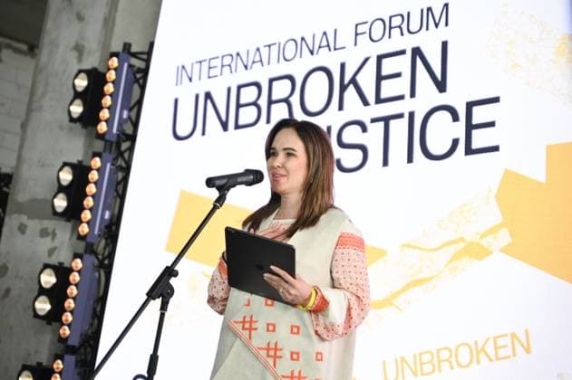 RECORD DATE NOT STATED Deputy Head of the Office of the President of Ukraine Iryna Mudra speaks during the international forum Unbroken Justice, Lviv, Ukraine, on June 24, 2025 (Photo by Anastasiia Smolienko Ukrinform) Support center for survivors of wartime captivity and abuse opens in Lviv  Copyright: xAnastasiiaxSmolienkox