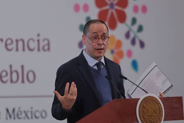 Mexico™s President Claudia Sheinbaum News Conference Jose Antonio Pena Merino, head of the New Agency for Digital Transformation and Telecommunications speaks about the the new changes to the Telecommunications Law during a briefing conference, talking at the National Palace. on June 25, 2025 in Mexico City, mexico. (Photo by Carlos Santiago Eyepix Group) Copyright: xCarlosxSantiago xEyepixxGroupx CS_25062025_159959