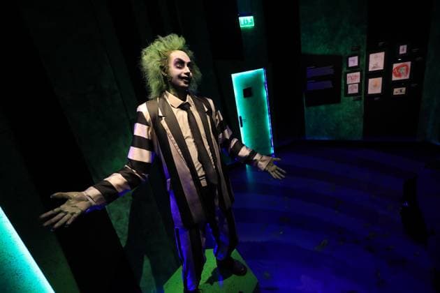 June 25, 2025, Mexico City, Ciudad de Mexico, Mexico: Fictional characters created by American director, producer, screenwriter, cartoonist, and writer Tim Burton are seen during a tour of the immersive exhibition Tim Burton s Labyrinth at Lienzo Charro. on June 25, 2025 in Mexico City, Mexico. Mexico City Mexico - ZUMAe321 20250625_zea_e321_007 Copyright: xIanxRoblesx