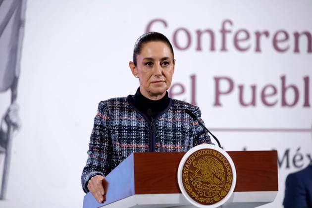 Mexico™s President Claudia Sheinbaum Meets Whit Gobernors Mexico s President, Claudia Sheinbaum Pardo, during a press conference announced the 14 governors who will be part of the implementation of Economic Development for Wellbeing, in order to boost investment. on June 26, 2025 in Mexico City, Mexico. (Photo by Luis Barron Eyepix Group) Copyright: xLuisxBarron xEyepixxGroupx LB_26062025_160149