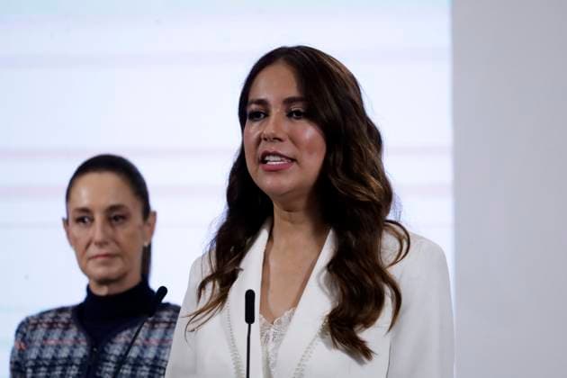 Mexico™s President Claudia Sheinbaum Meets Whit Gobernors Governor of the State of Guanajuato, Libia Garcia Munoz speaks during the announce the 14 governors who will be part of the implementation of Economic Development for Wellbeing, in order to boost investment. on June 26, 2025 in Mexico City, Mexico. (Photo by Luis Barron Eyepix Group) Copyright: xLuisxBarron xEyepixxGroupx LB_26062025_160164