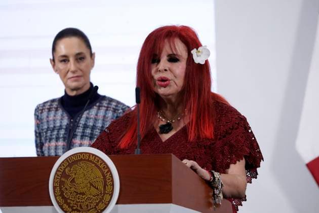 Mexico™s President Claudia Sheinbaum Meets Whit Gobernors Governor of state of Campeche, Layda Sansores San Roman speaks during the announce the 14 governors who will be part of the implementation of Economic Development for Wellbeing, in order to boost investment. on June 26, 2025 in Mexico City, Mexico. (Photo by Luis Barron Eyepix Group) Copyright: xLuisxBarron xEyepixxGroupx LB_26062025_160171