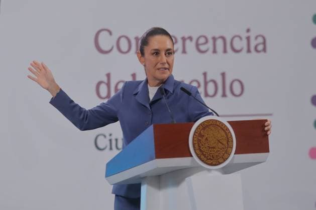 Mexico s President Claudia Sheinbaum speaks during a news conference about the intervention of the National Banking and Securities Commission (CNBV) to the institutions identified by the U.S. Treasury Department for money laundering at the National Palace. on June 27, 2025 in Mexico City, Mexico. Mexico City Mexico - ZUMAe321 20250627_zia_e321_025 Copyright: xCarlosxSantiagox