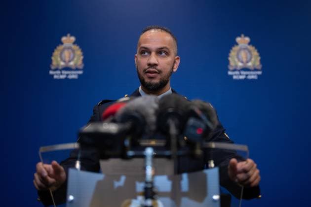 June 27, 2025, Vancouver, Bc, CANADA: RCMP Constable Mansoor Sahak speaks during a news conference after an explosion early this morning at North Vancouver - Lonsdale MLA Bowinn Ma s office in North Vancouver, B.C. on Friday, June 27, 2025. Vancouver CANADA  - ZUMAc35_ 20250627_zaf_c35_023 Copyright: xEthanxCairnsx