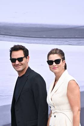 Dior Homme Arrivals Roger Federer and Mirka Federer attending the Dior Homme Menswear Spring Summer 2026 show as part of Paris Fashion Week in Paris, France on June 27, 2025. Photo by Aurore Marechal ABACAPRESS.COM Paris France  Copyright: xMarechalxAurore ABACAx