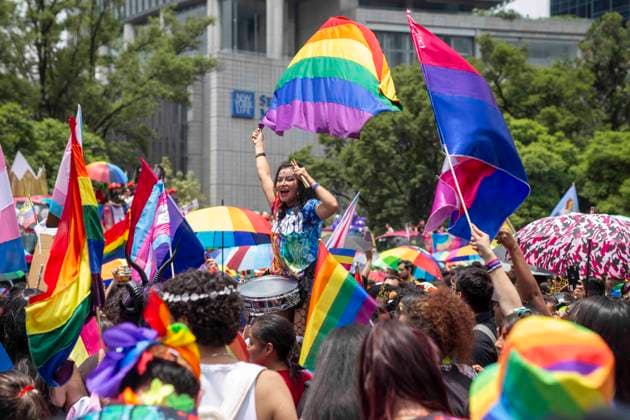 June 28, 2025, Mexico City, Mexico, Mexico: The 47th edition of the LGBTQ+ Pride March in CDMX, where thousands of people from the community gathered to march together from the emblematic Angel de la Independencia to the Zocalo of Mexico City, passing through emblematic streets such as Paseo de la Reforma Avenue, inside the march there were flags and made-up characters. Mexico City Mexico - ZUMAs310 20250628_zip_s310_004 Copyright: xLuisxExSalgadox