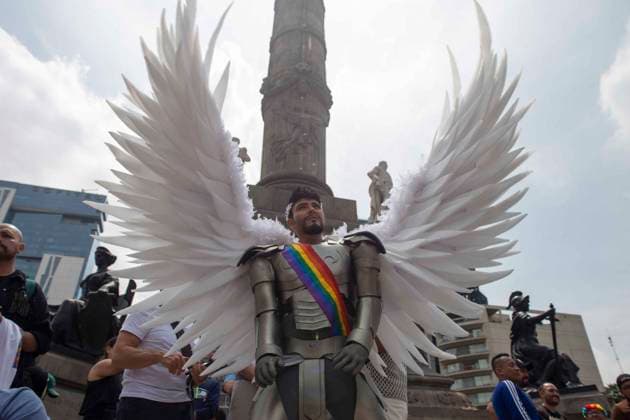 June 28, 2025, Mexico City, Mexico, Mexico: The 47th edition of the LGBTQ+ Pride March in CDMX, where thousands of people from the community gathered to march together from the emblematic Angel de la Independencia to the Zocalo of Mexico City, passing through emblematic streets such as Paseo de la Reforma Avenue, inside the march there were flags and made-up characters. Mexico City Mexico - ZUMAs310 20250628_zip_s310_005 Copyright: xLuisxExSalgadox