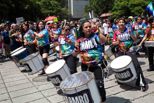 June 28, 2025, Mexico City, Mexico, Mexico: The 47th edition of the LGBTQ+ Pride March in CDMX, where thousands of people from the community gathered to march together from the emblematic Angel de la Independencia to the Zocalo of Mexico City, passing through emblematic streets such as Paseo de la Reforma Avenue, inside the march there were flags and made-up characters. Mexico City Mexico - ZUMAs310 20250628_zip_s310_003 Copyright: xLuisxExSalgadox
