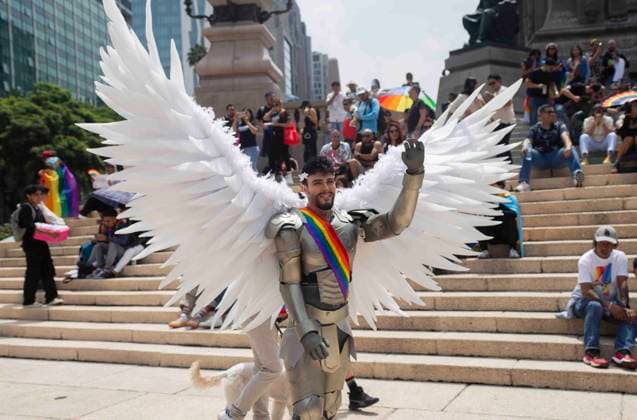 June 28, 2025, Mexico City, Mexico, Mexico: The 47th edition of the LGBTQ+ Pride March in CDMX, where thousands of people from the community gathered to march together from the emblematic Angel de la Independencia to the Zocalo of Mexico City, passing through emblematic streets such as Paseo de la Reforma Avenue, inside the march there were flags and made-up characters. Mexico City Mexico - ZUMAs310 20250628_zip_s310_016 Copyright: xLuisxExSalgadox