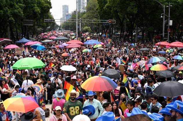 47th Annual Pride March Celebrated in Mexico City Members of the LGBTTTIQ+ take part during the 47th annual pride march at Reforma Avenue, with the participation of hundreds of people belonging to the LGBT community which began at the Angel of Independence. Thousands of people around the world joined the global pride march to protest against transphobia, homophobia, and demand greater safety, equity, and equality. on June 28, 2025 in Mexico City, Mexico. (Photo by Carlos Tischler Eyepix Group) Copyright: xCarlosxTischler xEyepixxGroupx CT_28062025_160461