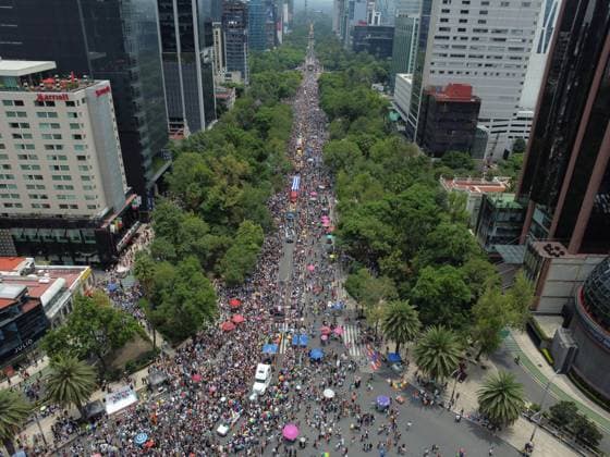 47th Annual Pride Parade Celebration Thousands of homosexual, bisexual, queer, transexual, transgender and other people gather around the Angel de la Independencia to mark the 47th anniversary of Pride Parade 2025, to demand freedom, equality of sexual orientations and gender identities. on June 28, 2025 in Mexico City, Mexico. (Photo by Carlos Santiago Eyepix Group) Copyright: xCarlosxSantiago xEyepixxGroupx CS_28062025_160488