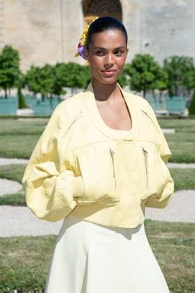 PFW Jacquemus Photocall Tina Kunakey attending the Jacquemus Menswear Spring Summer 2026 show as part of Paris Fashion Week in Paris, France on June 29, 2025. Photo by Aurore Marechal ABACAPRESS.COM Paris France  Copyright: xMarechalxAurore ABACAx