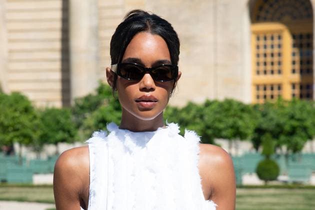 PFW Jacquemus Photocall Laura Harrier attending the Jacquemus Menswear Spring Summer 2026 show as part of Paris Fashion Week in Paris, France on June 29, 2025. Photo by Aurore Marechal ABACAPRESS.COM Paris France  Copyright: xMarechalxAurore ABACAx