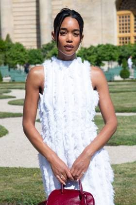 PFW Jacquemus Photocall Laura Harrier attending the Jacquemus Menswear Spring Summer 2026 show as part of Paris Fashion Week in Paris, France on June 29, 2025. Photo by Aurore Marechal ABACAPRESS.COM Paris France  Copyright: xMarechalxAurore ABACAx