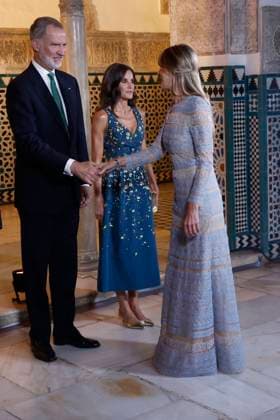 29-06-2025 Sevilla Queen Letizia and King Felipe with Begona Gomez prior to hosting a a state banquet in honor of visiting heads of state at Real Alcazar on the eve of the United Nations IV International Conference on Financing for Development, in Seville. No Spain Â  Copyright: xPPEx