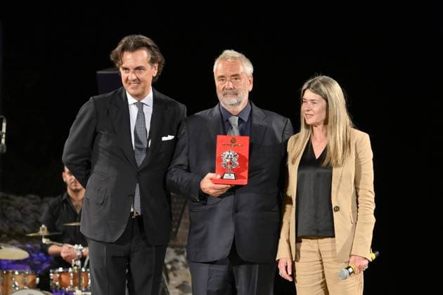 Taormina: Evening of the Nations Award. In the photo: Michel Curatolo,Luc Besson,Elvira Amata  Copyright: xMaurizioxD Avanzox xipa-agency.netx xMaurizioxDxAvanzox IPA_Agency_IPA59682579