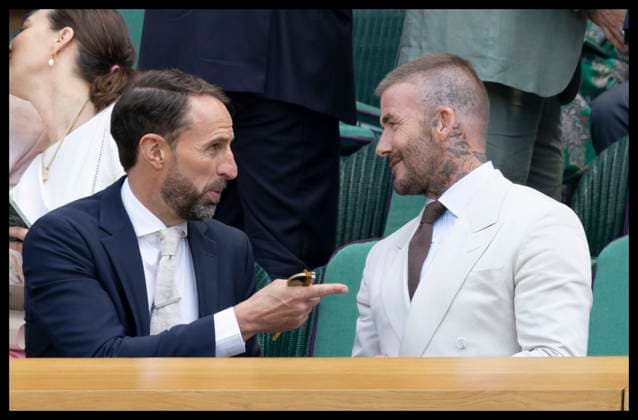 Entertainment Bilder des Tages . 30 06 2025. London, United Kingdom. Gareth Southgate and Sir David Beckham in the Royal Box on the opening day of the Wimbledon Tennis Championships in London.  xStephenxLockx xi-Imagesx IIM-26060-0051