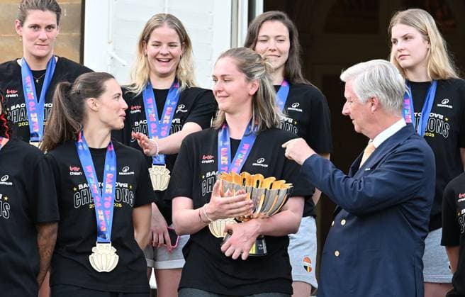 King Philippe Receives The Belgian Cats BRUSSELS, BELGIUM - JUNE 30 : King Philippe receives the Belgian Cats.The Belgium women s basketball team has won the European Champioship on June 30, 2025 in Brussels, Belgium, 30 06 2025 Brussels Belgium  Copyright: xBertxVanxDenxBrouckex