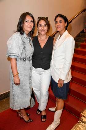 Duezen Tekkal Tezcan Tekkal and Tuna Tekkal as guests at the opening of the Berlin Salon at Berlin Fashion Week 2025 in the Courtesy Helmut Newton Foundation a,30 June 2025 in Berlin Berlin Germany