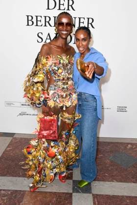 Nondi Beattie with Hadnet Tesfai at the opening of the Berlin Salon at Berlin Fashion Week 2025 in the Courtesy Helmut Newton Foundation a,June 30, 2025 in Berlin Berlin Germany