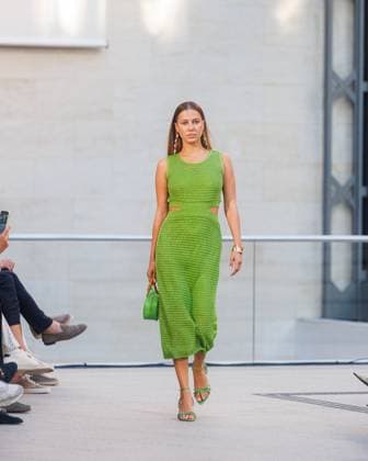 Fashion Week Berlin Marc Cain Guests and Show Nico Potur Nicole Poturalski at the Marc Cain Fashion Show A Quiet Rebellion as part of the Berlin Fashion Week at Pei Bau on 01 07 2025 in Berlin Copyright: xEventpressxKochanx