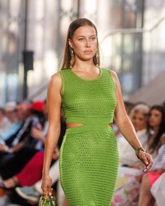 Fashion Week Berlin Marc Cain Guests and Show Nico Potur Nicole Poturalski at the Marc Cain Fashion Show A Quiet Rebellion as part of the Berlin Fashion Week at Pei Bau on 01 07 2025 in Berlin Copyright: xEventpressxKochanx