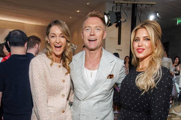 Fashion Week Berlin Marc Cain Guests and Show Storm Keating, Ronan Keating and Sylvie Meis at the Marc Cain Fashion Show A Quiet Rebellion as part of the Berlin Fashion Week at Pei Bau on 01 07 2025 in Berlin Copyright: xEventpressxKochanx