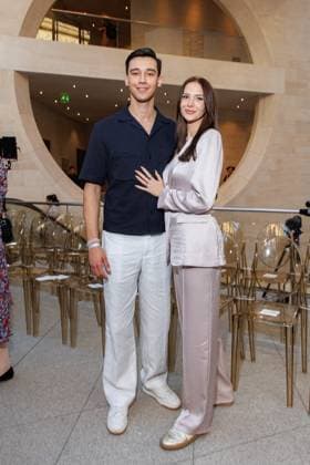 Fashion Week Berlin Marc Cain Guests and Show Diego Pooth and Louisa Büscher at the Marc Cain Fashion Show A Quiet Rebellion as part of the Berlin Fashion Week at Pei Bau on 01 07 2025 in Berlin Copyright: xEventpressxKochanx