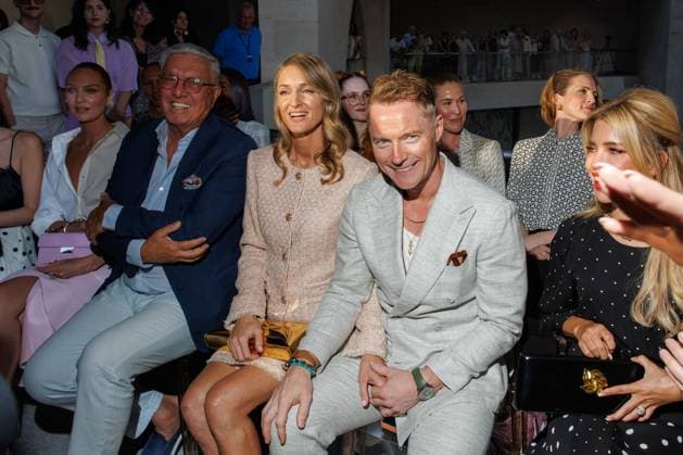 Fashion Week Berlin Marc Cain Guests and Show Candice Swanepoel, Helmut Schlotterer, Storm Keating, Ronan Keating and Sylvie Meis at the Marc Cain Fashion Show A Quiet Rebellion as part of the Berlin Fashion Week at Pei Bau on 01 07 2025 in Berlin Copyright: xEventpressxKochanx