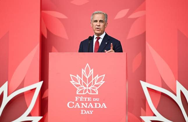 July 1, 2025, Ottawa, On, Canada: Prime Minister Mark Carney speaks during Canada Day celebrations at LeBreton Flats in Ottawa, on Tuesday, July 1, 2025. Ottawa Canada  - ZUMAc35_ 20250701_zaf_c35_093 Copyright: xSpencerxColbyx