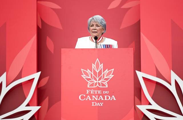 July 1, 2025, Ottawa, On, Canada: Gov. Gen. Mary Simon speaks during Canada Day celebrations at LeBreton Flats in Ottawa, on Tuesday, July 1, 2025. Ottawa Canada  - ZUMAc35_ 20250701_zaf_c35_155 Copyright: xSpencerxColbyx