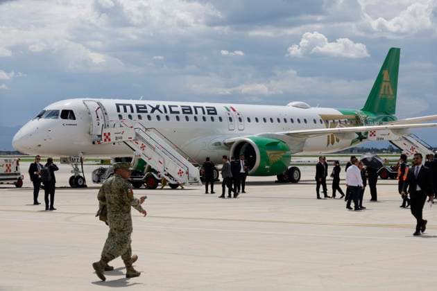 Mexicana De Aviacion Receives Its First Embraer E195-E2 Aircraft The first Mexicana de Aviacion Embraer E195-E2 aircraft is at Felipe Angeles International Airport (AIFA) in Zumpango, State of Mexico, and is received by Mexican President Claudia Sheinbaum on July 1, 2025. Zumpango, State of Mexico Mexico  Copyright: xGerardoxVieyrax originalFilename: vieyra-notitle250701_npoJE.jpg
