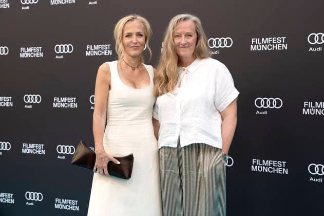 Gillian Anderson and Raynor Winn at the premiere of the feature film The Salt Path and the presentation of the CineMerit Award at the 42 Filmfest München 2025 at the Deutsches Theater Munich, 01 07 2025 Foto:xD.xBedrosianx xFuturexImagex anderson_5733