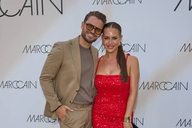 Johannes and Jessica Haller guest arrival for the Marccain Spring Summer 2026 Fashion Show A Quit Rebellion at Pei Bau in Berlin on 01 07 2025 Marccain Spring Summer 2026 Fashion Show