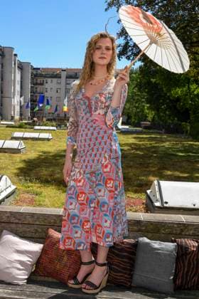 Lucy Hellenbrecht as a guest at the fashion show by Anja Gockel Von welchen Farben traeumt dein Glueck as part of Berlin Fashion Week 2025 on 01 July 2025 in Berlin Berlin Germany
