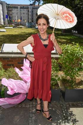 Anastasia Zampounidis presenter as guest at the fashion show by Anja Gockel Von welchen Farben traeumt dein Glueck during Berlin Fashion Week 2025 on 01 July 2025 in Berlin Berlin Germany
