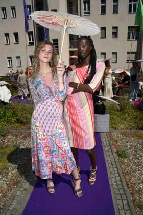 Lucy Hellenbrecht and Awa Ndiaye as guests at the fashion show by Anja Gockel Von welchen Farben traeumt dein Glueck as part of Berlin Fashion Week 2025 on 01 July 2025 in Berlin Berlin Germany